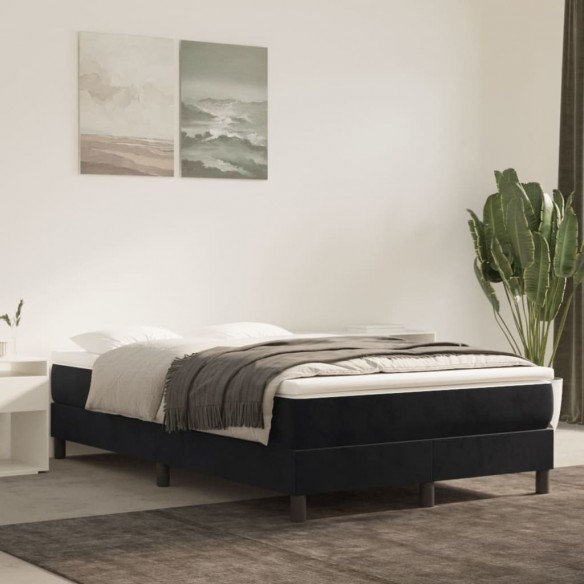 Sommier à lattes de lit avec matelas Noir 120x200 cm Velours