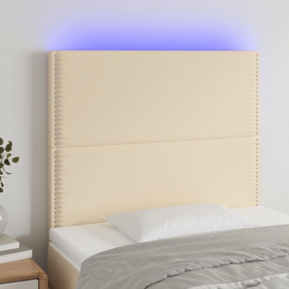 Tête de lit à LED Crème 100x5x118/128 cm Tissu