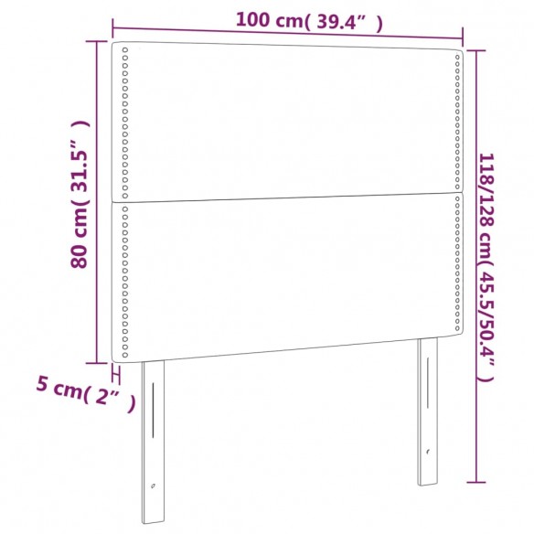 Tête de lit à LED Crème 100x5x118/128 cm Tissu