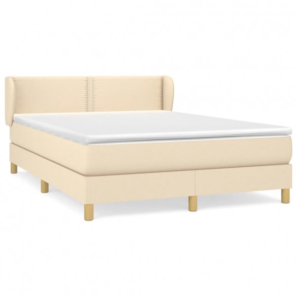 Cadre de lit avec matelas Crème 140x200 cm Tissu