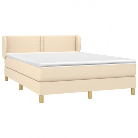 Cadre de lit avec matelas Crème 140x200 cm Tissu