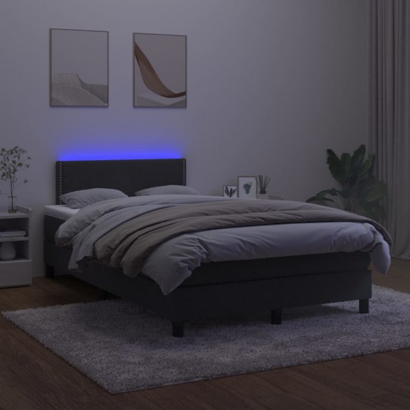 Sommier à lattes de lit avec matelas LED Noir 120x200cm Velours