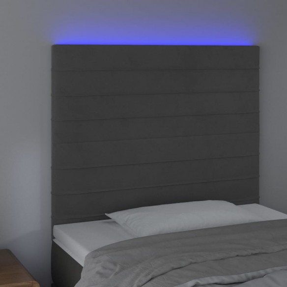 Tête de lit à LED Gris foncé 100x5x118/128 cm Velours