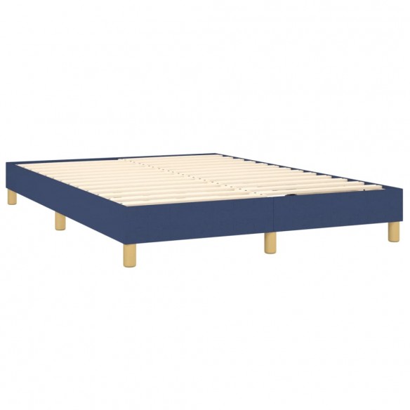 Cadre de lit avec matelas Bleu 140x200 cm Tissu