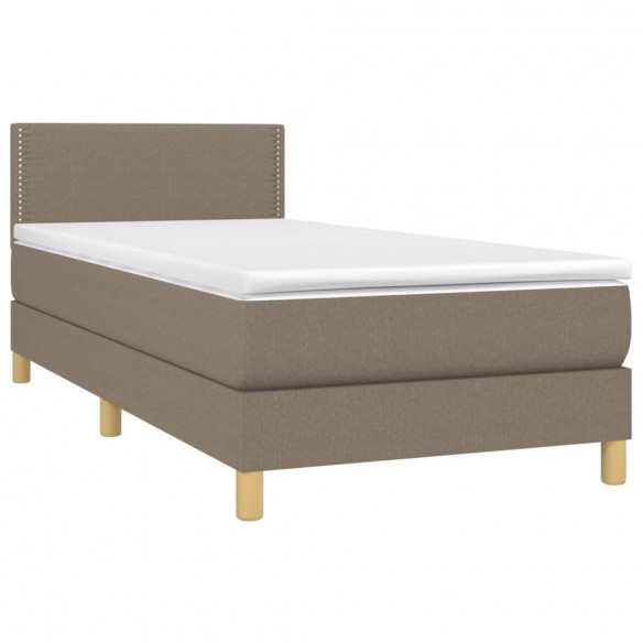 Cadre de lit avec matelas LED Taupe 90x190 cm Tissu