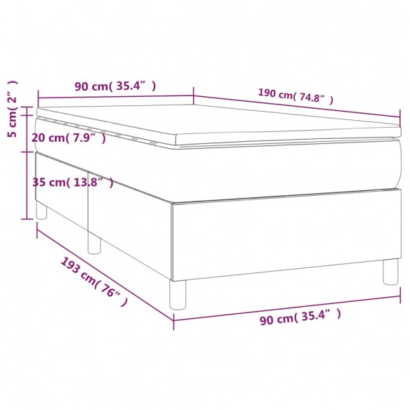 Cadre de lit avec matelas Taupe 90x190 cm Tissu