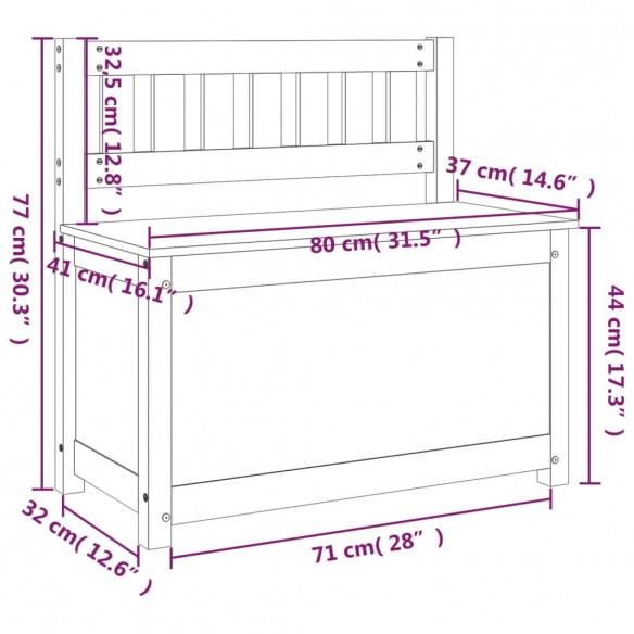 Banc Blanc 80x41x77 cm Bois de pin massif