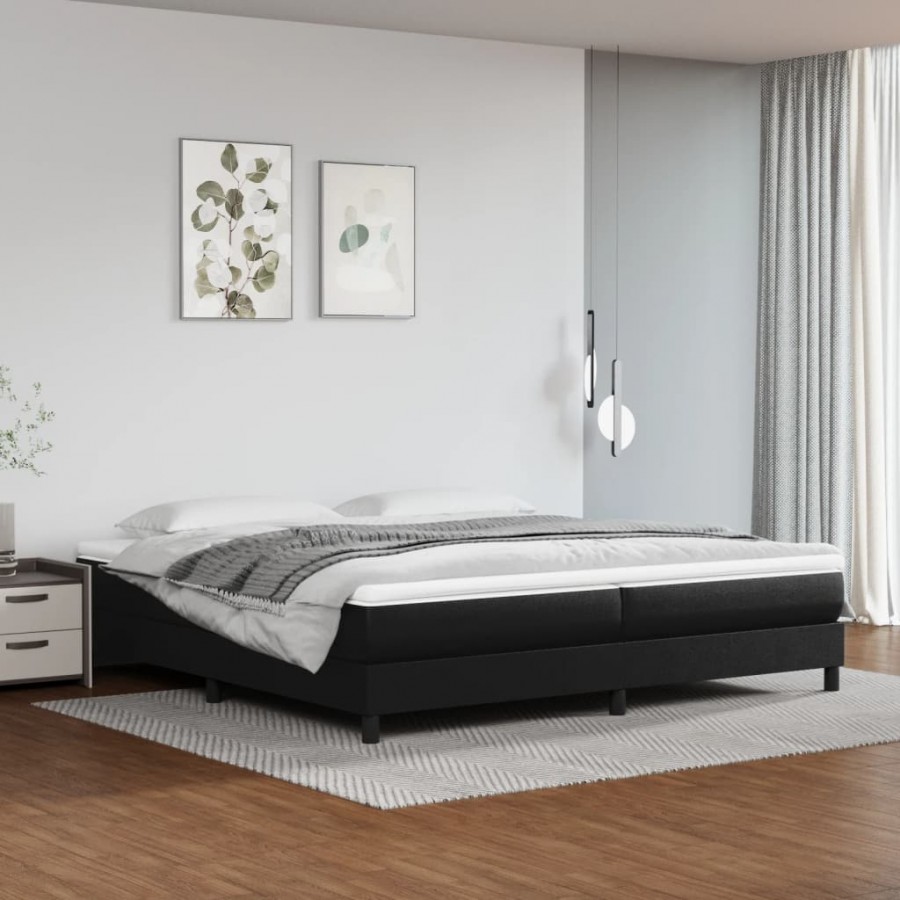 Sommier à lattes de lit avec matelas Noir 200x200 cm Similicuir