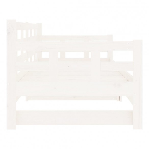 Lit coulissant Blanc Bois de pin solide 2x(80x200) cm