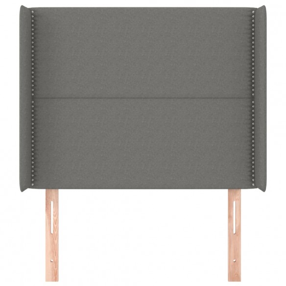 Tête de lit avec oreilles Gris foncé 93x16x118/128 cm Tissu