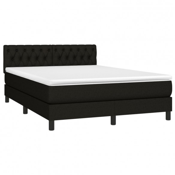 Sommier à lattes de lit avec matelas LED Noir 140x200 cm Tissu