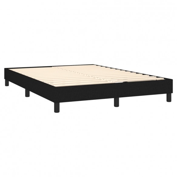 Sommier à lattes de lit avec matelas LED Noir 140x200 cm Tissu