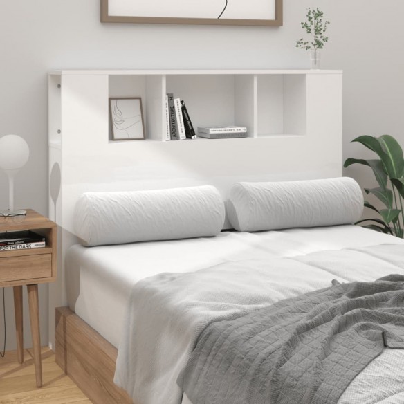 Armoire de tête de lit blanc brillant 120x18,5x102,5 cm