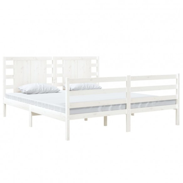 Cadre de lit Blanc Bois massif 140x190 cm