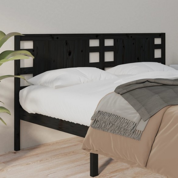 Tête de lit Noir 146x4x100 cm Bois massif de pin