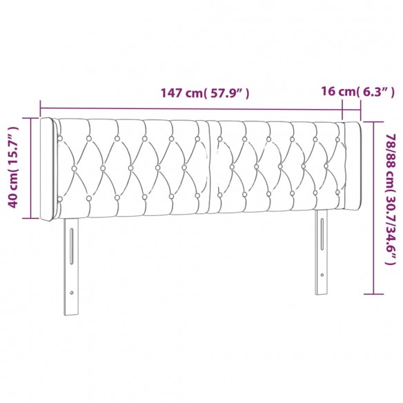 Tête de lit à LED Gris clair 147x16x78/88 cm Tissu