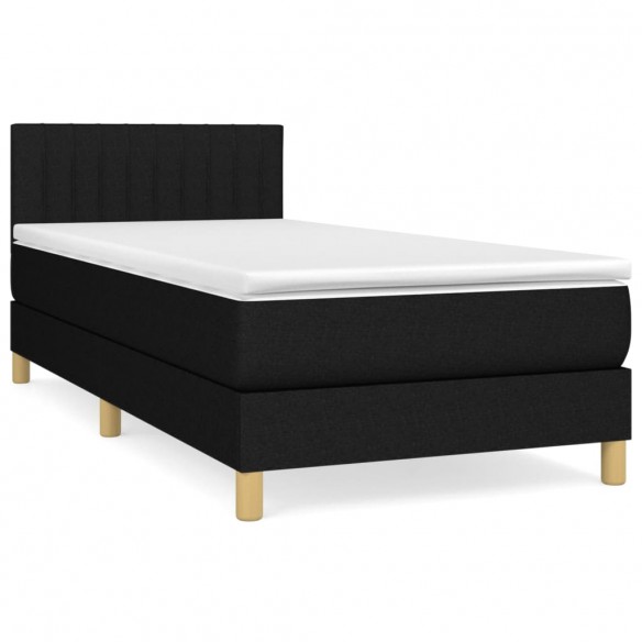 Sommier à lattes de lit avec matelas Noir 90x200 cm Tissu