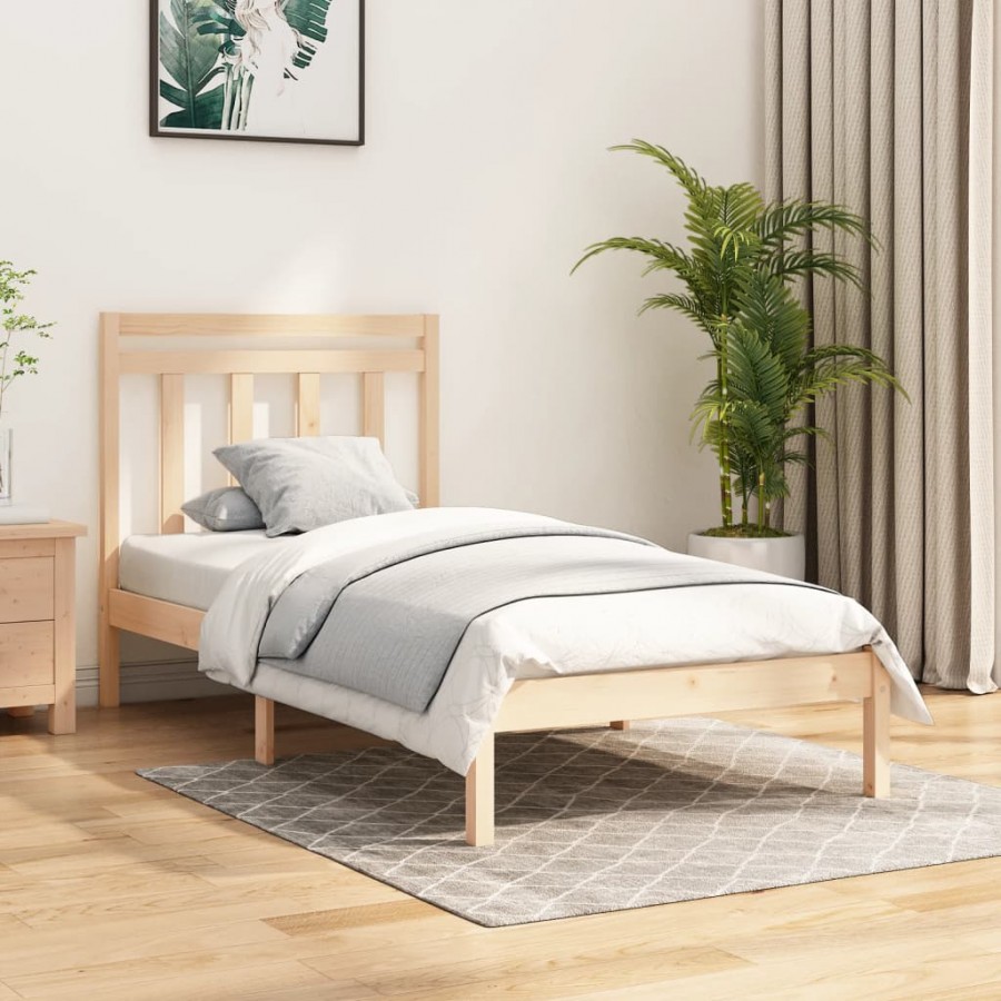 Cadre de lit bois massif 90x190 cm simple