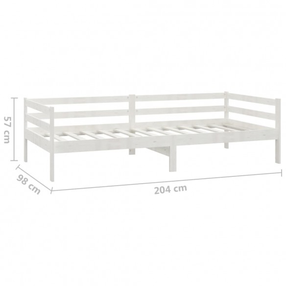 Lit de repos avec matelas 90x200 cm Blanc Bois de pin massif