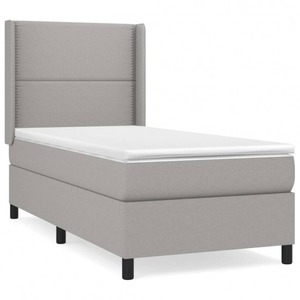 Cadre de lit avec matelas Gris clair 100x200cm Tissu