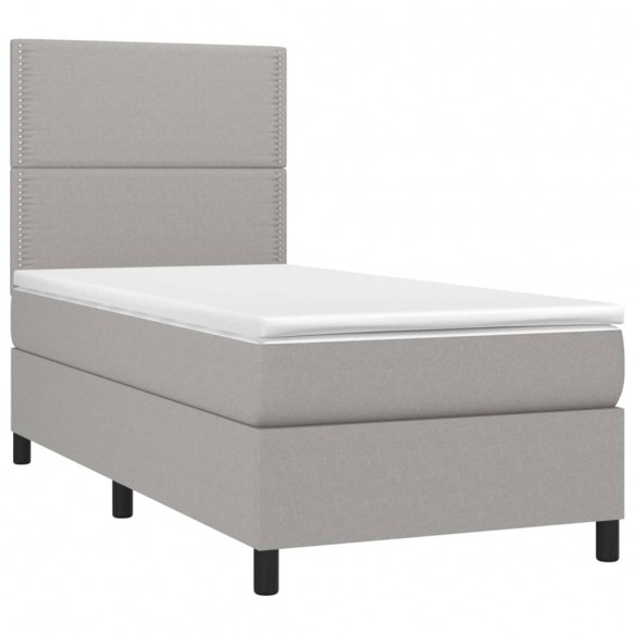 Cadre de lit avec matelas Gris clair 100x200cm Tissu