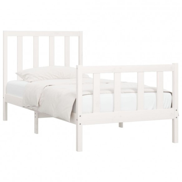 Cadre de lit Blanc Bois massif 90x190 cm Simple