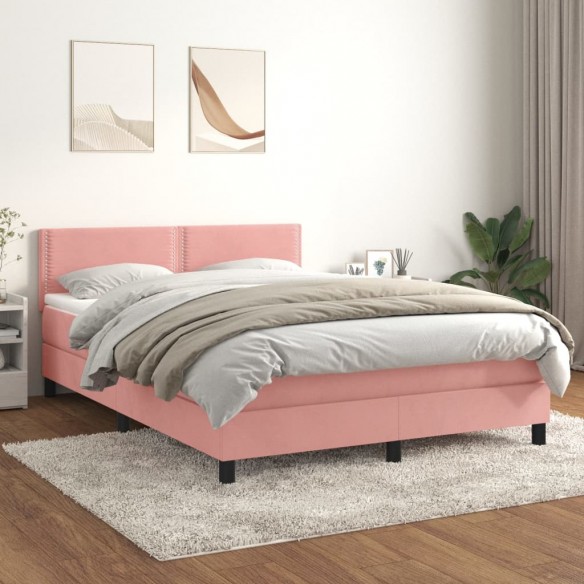 Sommier à lattes de lit avec matelas Rose 140x200 cm Velours