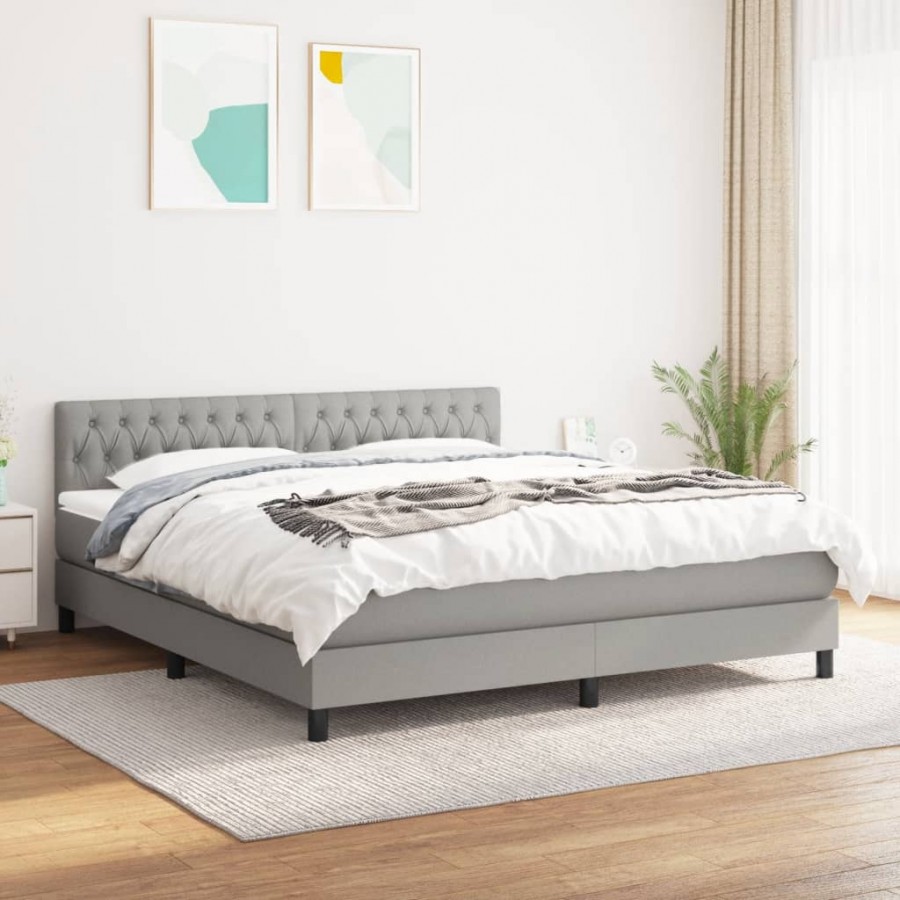 Sommier à lattes de lit avec matelas Gris clair 180x200cm Tissu