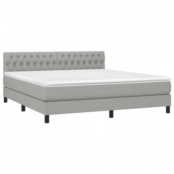 Sommier à lattes de lit avec matelas Gris clair 180x200cm Tissu