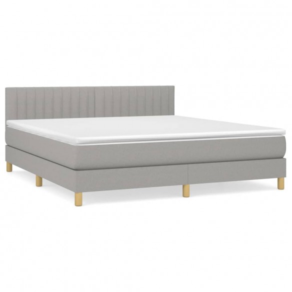 Cadre de lit avec matelas Gris clair 180x200cm Tissu