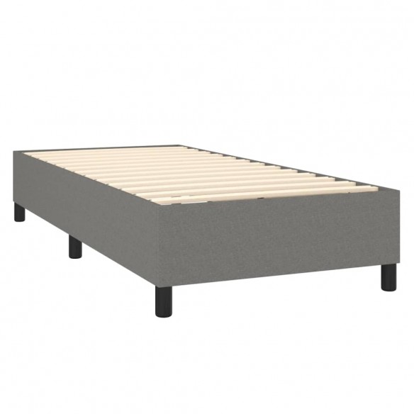 Cadre de lit matelas LED Gris foncé 90x200cm Tissu