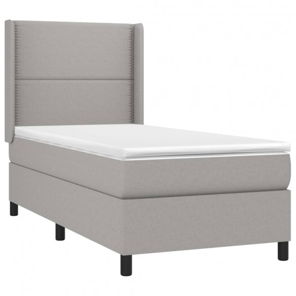 Cadre de lit matelas LED Gris clair 100x200 cm Tissu