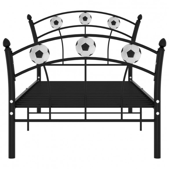 Cadre de lit avec design de football Noir Métal 90x200 cm