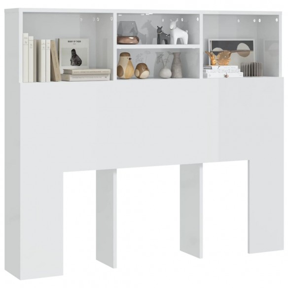 Armoire de tête de lit Blanc brillant 120x19x103,5 cm