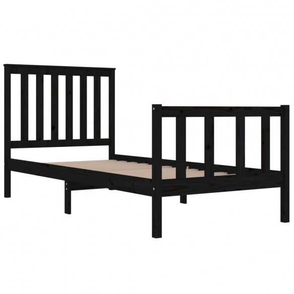 Cadre de lit Noir Bois de pin massif 90x190 cm Simple