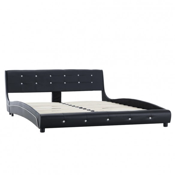 Lit avec matelas Noir Similicuir 160 x 200 cm