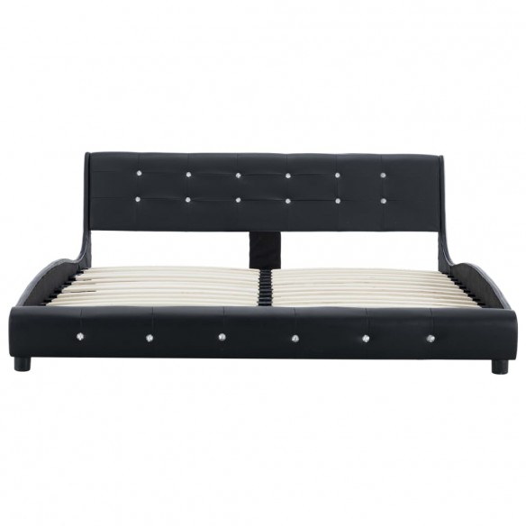 Lit avec matelas Noir Similicuir 160 x 200 cm