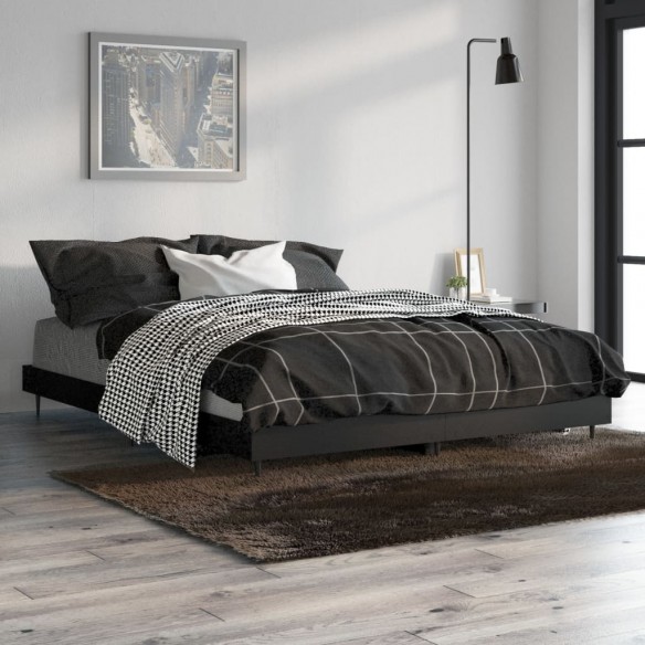Cadre de lit noir 140x190 cm bois d'ingénierie