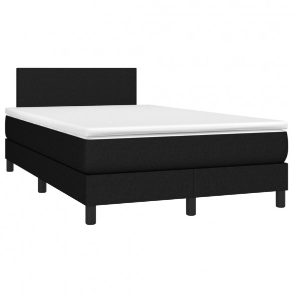 Sommier à lattes de lit avec matelas LED Noir 120x200 cm Tissu