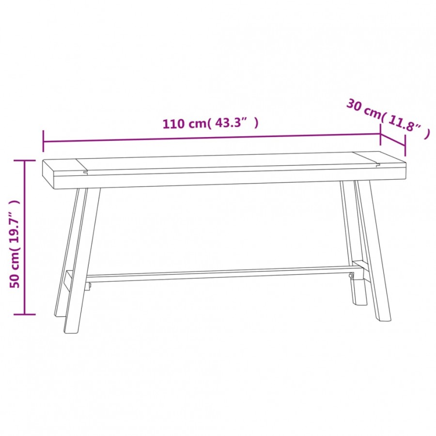 Banc 110 cm Bois massif de teck