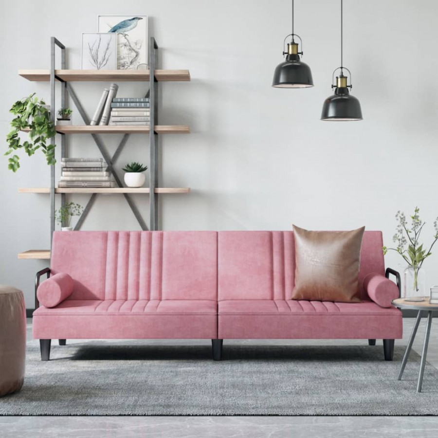 Canapé-lit avec accoudoirs rose velours