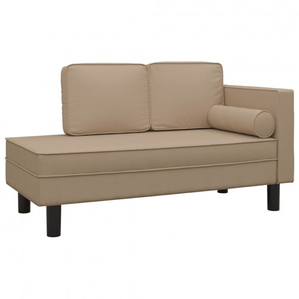 Chaise longue avec coussins et traversin cappuccino similicuir