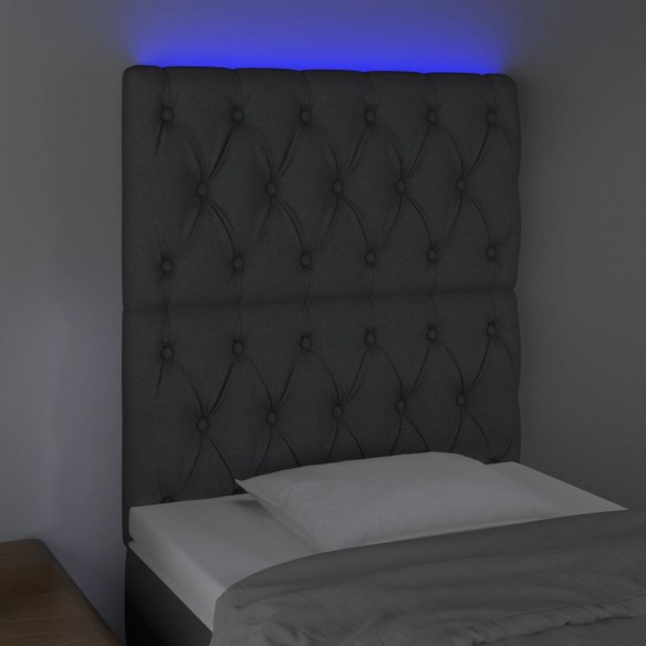 Tête de lit à LED Gris foncé 80x7x118/128 cm Tissu
