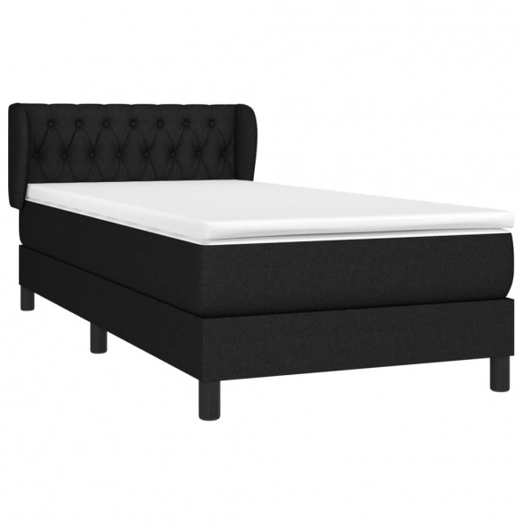 Sommier à lattes de lit avec matelas Noir 90x200 cm Tissu