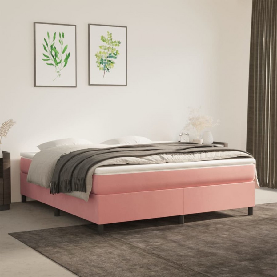 Cadre de lit avec matelas Rose 180x200 cm Velours