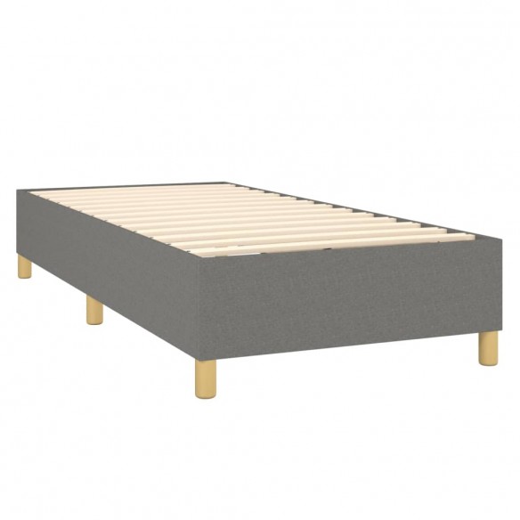 Sommier à lattes de lit avec matelas Gris foncé 100x200cm Tissu