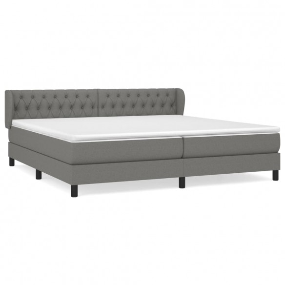 Sommier à lattes de lit avec matelas Gris foncé 200x200cm Tissu