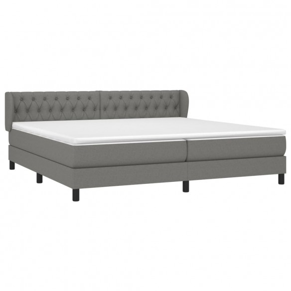 Sommier à lattes de lit avec matelas Gris foncé 200x200cm Tissu