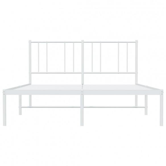 Cadre de lit métal avec tête de lit blanc 120x190 cm