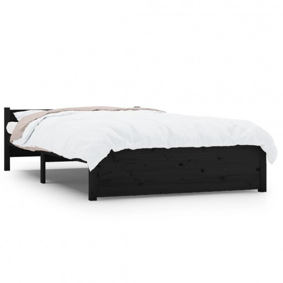 Cadre de lit Noir Bois massif 140x200 cm